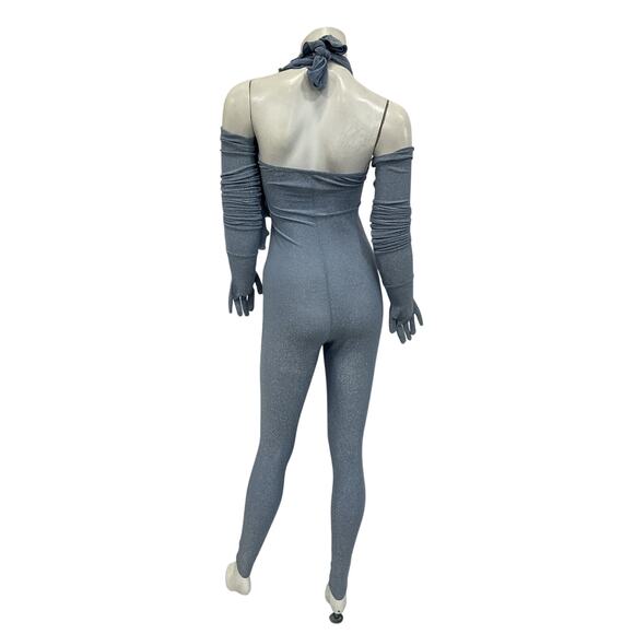 Kim Shui Glitter Blue Rayon Wrap Jumpsuit Size S - Picture 3 of 6